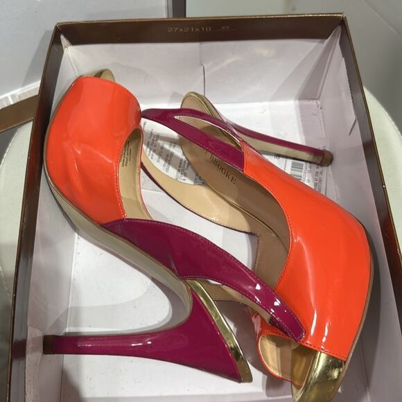 Audrey Vibrant Orange and Pink Slingback Heels - Picture 5 of 5
